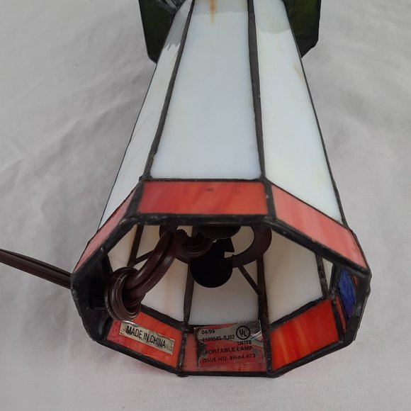 Vintage Tiffany-Stained Glass Blue, Red, Green Light House - 9.75" tall - Picture 4 of 6